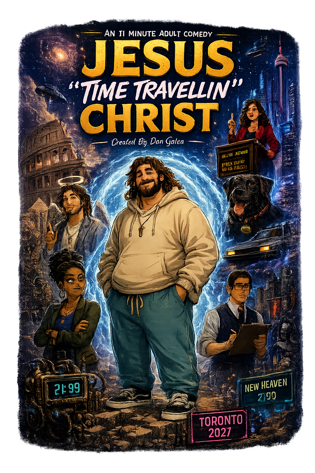 Jesus Time Travellin Christ illustrated poster